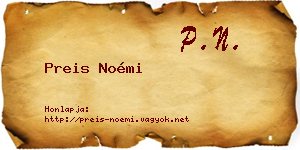 Preis Noémi névjegykártya